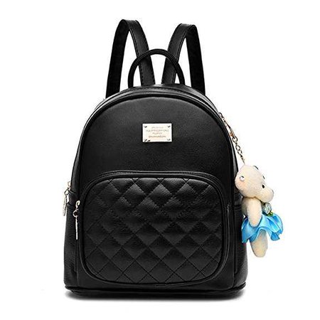 Amazon.com: Women Fashion Cute Leather Laides Shopping Bag Casual Backpack Travle Backpack for Girls Black: Clothing
