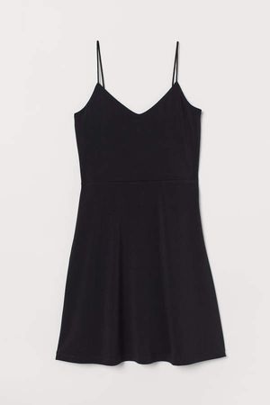 Flared Jersey Dress - Black