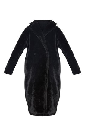 Tall Black Faux Fur Long Line Coat | PrettyLittleThing
