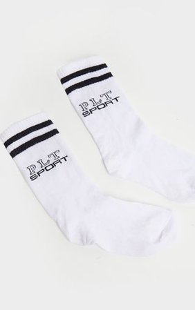 Prettylittlething White Sport Logo Ankle Socks | PrettyLittleThing