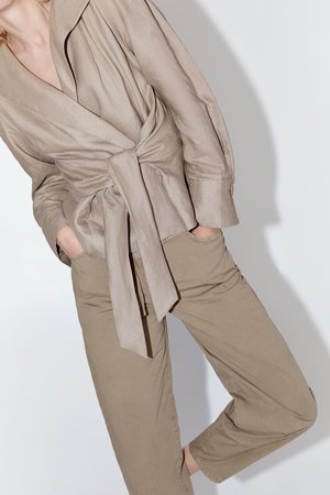 BELTED LINEN BLOUSE - View All-SHIRTS | BLOUSES-WOMAN-NEW COLLECTION | ZARA United States
