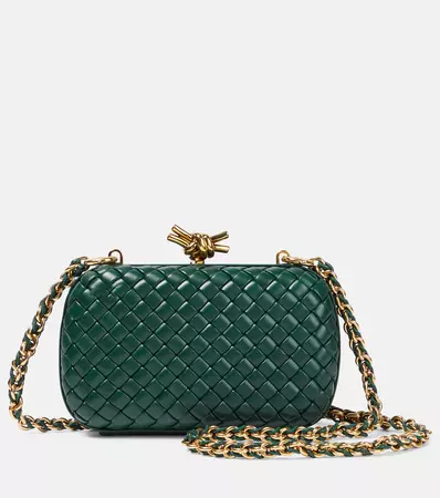Knot Leather Shoulder Bag in Green - Bottega Veneta | Mytheresa