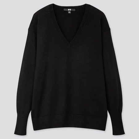 Women Extra Fine Merino Wool Relaxed Fit V Neck Jumper | UNIQLO UK