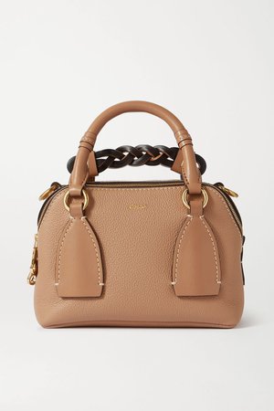 Brown Daria small textured and smooth leather tote | Chloé | NET-A-PORTER