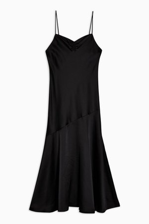 Black Ruched Bias Satin Slip Dress | Topshop