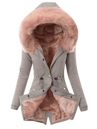 Womens Hooded Fleece Line Coats Parkas Faux Fur Jackets with PocketsS M L XL 8158959 2021 – $60.49