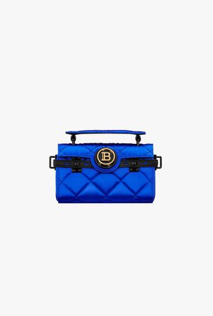 Electric Blue Quilted Satin B Buzz 19 Baguette Bag for Women - Balmain.com