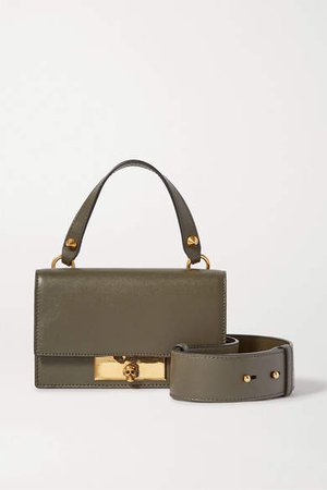 Skull Lock Small Leather Shoulder Bag - Army green