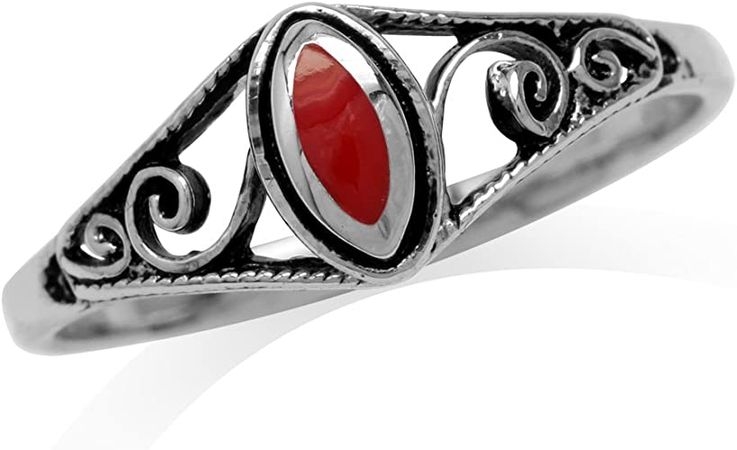 Amazon.com: Silvershake Petite Marquise Shape Inlay 925 Sterling Silver Filigree Swirl and Spiral Style Ring: Clothing, Shoes & Jewelry