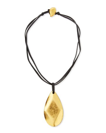 Viktoria Hayman 19" Faceted Gold Foil Pendant Necklace