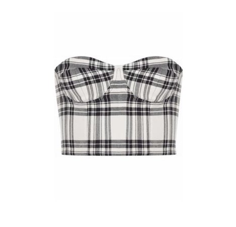 ALICE+OLIVIA Strapless checked twill bustier top