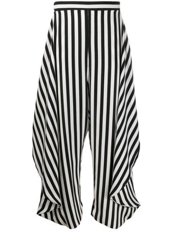 Stella Mccartney Draped-Panel Striped Trousers 600809SOA48 Black | Farfetch