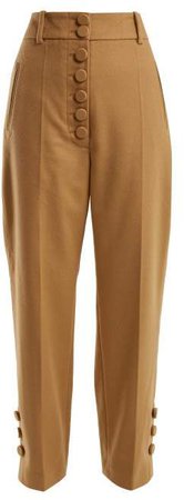 Young Buttoned Wool And Cashmere Blend Trousers - Womens - Camel