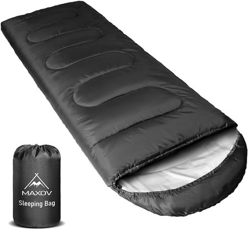 Amazon.com : MAXOV Sleeping Bags for Adults Warm XL Sleeping Bag for Cold Weather Camping Outdoor Mens Big and Tall Sleeping Bags for 4 Season with Compression Sack Black : Sports & Outdoors