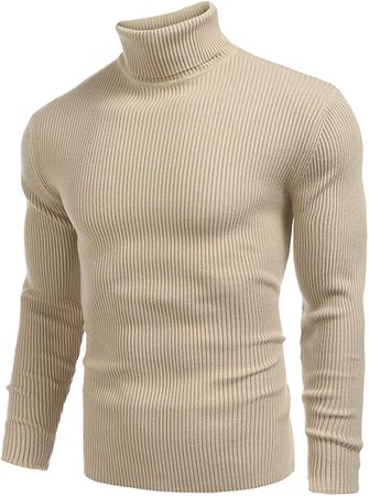 JINIDU Mens Casual Basic Ribbed Slim Fit Knitted Pullover Turtleneck Thermal Sweater at Amazon Men’s Clothing store