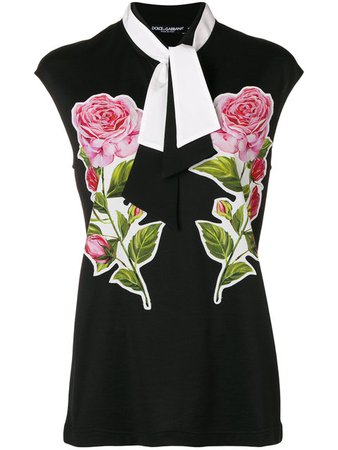 Dolce & Gabbana Pussybow Rose Sleeveless Blouse $751 - Buy Online AW18 - Quick Shipping, Price