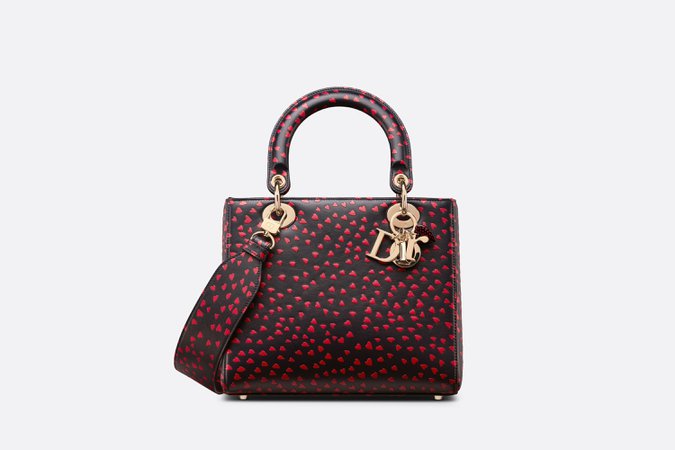 Medium Lady Dior Bag Navy Blue I Love Paris and Red Hearts Calfskin - Bags - Women's Fashion | DIOR
