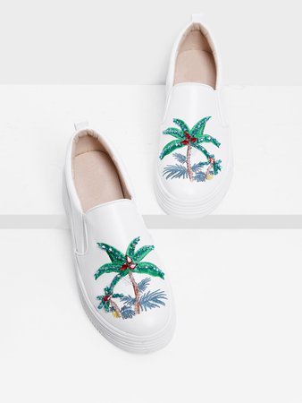 Tropical Pattern Slip On Sneakers