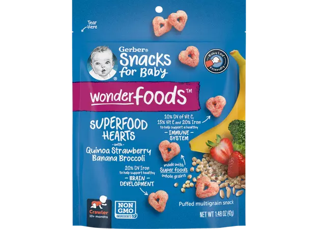 Gerber® Wonderfoods™ Superfood Hearts Quinoa Strawberry Snack | Gerber
