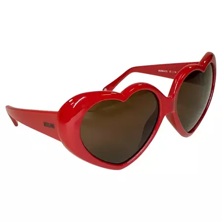 Moschino Retro Red Love Heart Shaped Sunglasses (MO585-01S) For Sale at 1stDibs