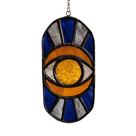 Blue Evil Eye Stained Glass Suncatcher