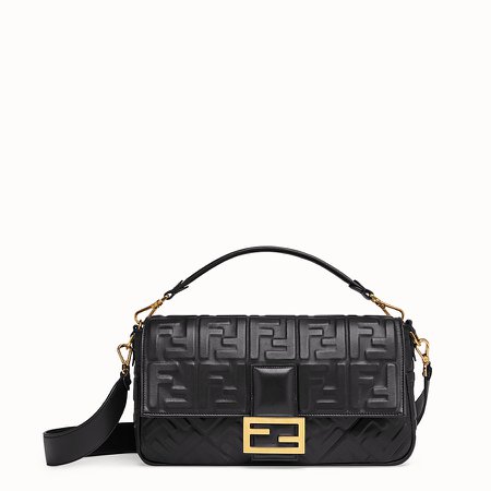 Black leather bag - BAGUETTE LARGE | Fendi