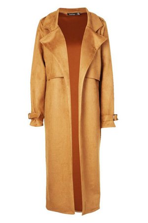 Suedette Trench Coat | boohoo camel