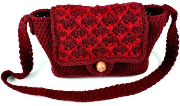 red crochet purse