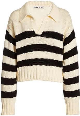 Ciao Lucia Venezia Striped Cotton Sweater - White