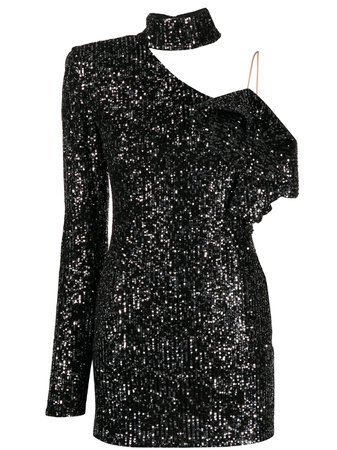 Loulou Asymmetric Sequined Dress D2010017 Black | Farfetch