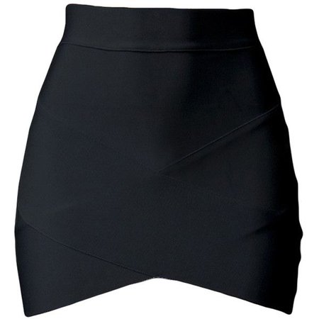Asymmetric Black Bandage Mini Skirt