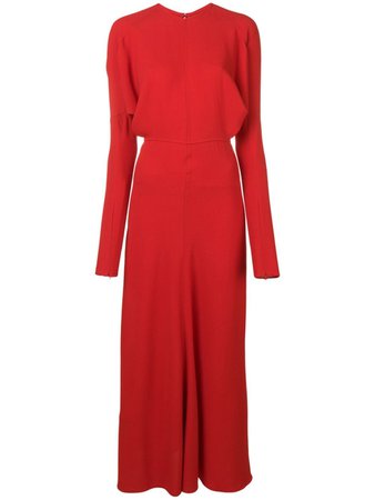 Red Victoria Beckham Ruffle Collar Dress | Farfetch.com