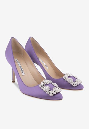 Hangisi 90 Satin Pumps with CLC Crystal-Embellished Buckle - Thahab