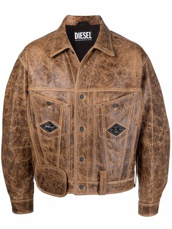 Diesel vintage-look Leather Bomber Jacket - Farfetch