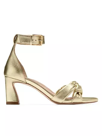 Shop Cole Haan Adella 65MM Braided-Strap Metallic Leather Sandals | Saks Fifth Avenue