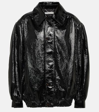 Oversized Leather Jacket in Black - Alessandra Rich | Mytheresa