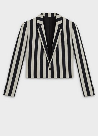 Rectangle spencer jacket in striped wool and silk