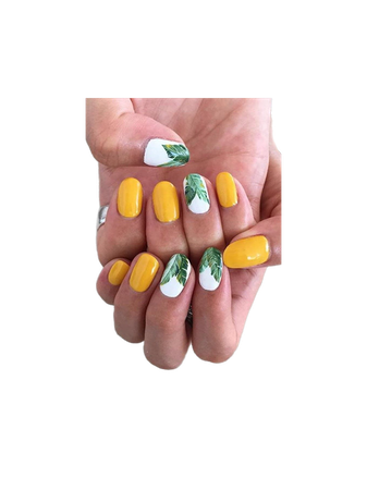 green yellow nails manicure
