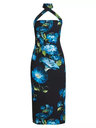 Shop Dolce&Gabbana Floral Choker Halter Sheath Midi-Dress | Saks Fifth Avenue