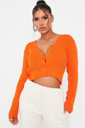 Orange Cropped Lightweight Cardigan | Cardigan | I SAW IT FIRST