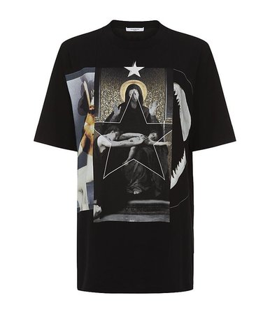Givenchy Cotton Madonna And Shark T-Shirt In Black