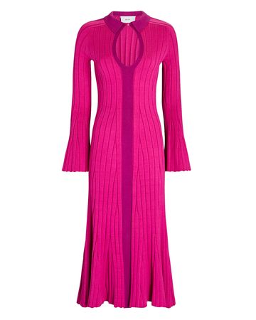 Acler Flint Fluted Midi Dress In Pink | INTERMIX®