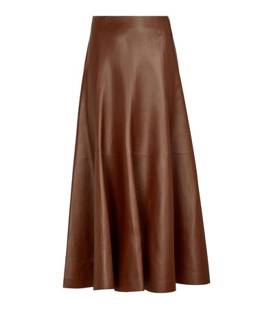 Chloé High-rise leather midi skirt