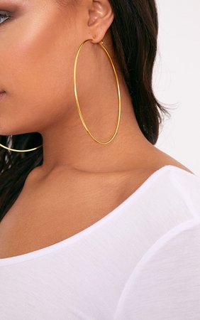 Gold Large Hoop Earrings | PrettyLittleThing
