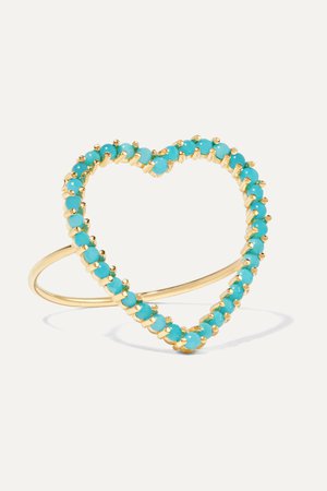 Gold Open Heart 18-karat gold turquoise ring | Jennifer Meyer | NET-A-PORTER