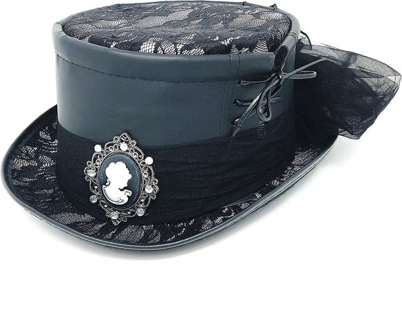 STORM BUY ] Steampunk Style Women / Girl Brown Top Hat Feather Halloween Costume Cosplay Party with Goggles