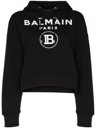 Balmain Logo Print Hooded Sweatshirt - Farfetch
