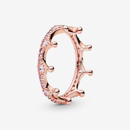 Pink Sparkling Crown Ring, 14k Rose Gold-plated unique metal blen