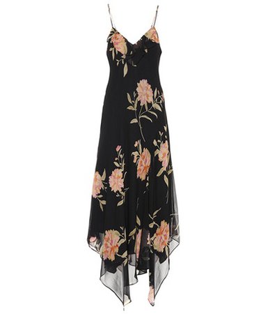 Floral-printed silk dress