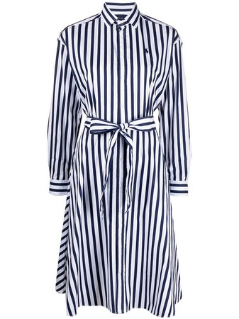 Shop blue & white Polo Ralph Lauren striped cotton shirt dress with Express Delivery - Farfetch